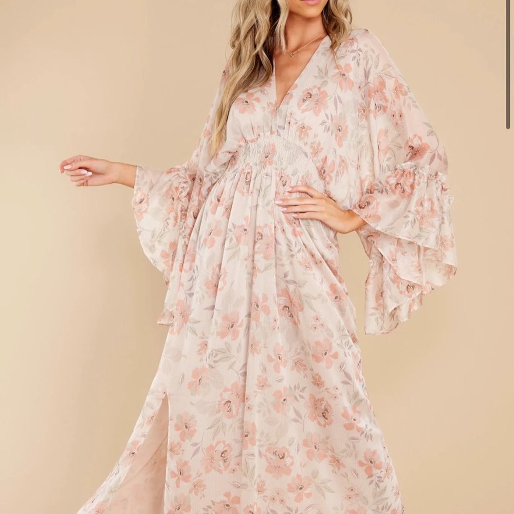 Bring Me Flowers Blush Floral Print Maxi Dress